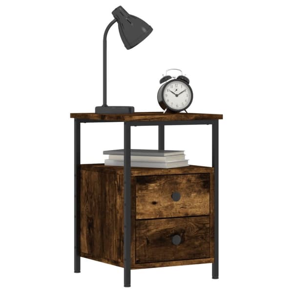 Sengeborde 2 stk. 34x35,5x50 cm røget egetræsfarve - Sengebord - Sengeborde - Home & Living