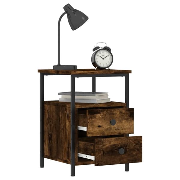 Sengeborde 2 stk. 34x35,5x50 cm røget egetræsfarve - Sengebord - Sengeborde - Home & Living