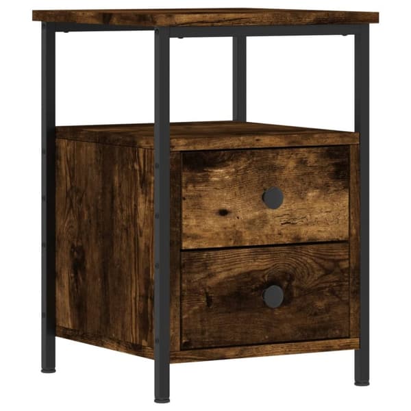 Sengeborde 2 stk. 34x35,5x50 cm røget egetræsfarve - Sengebord - Sengeborde - Home & Living