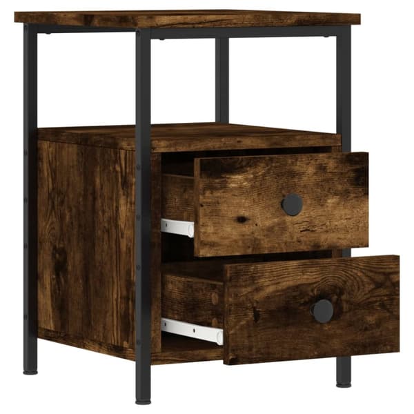 Sengeborde 2 stk. 34x35,5x50 cm røget egetræsfarve - Sengebord - Sengeborde - Home & Living