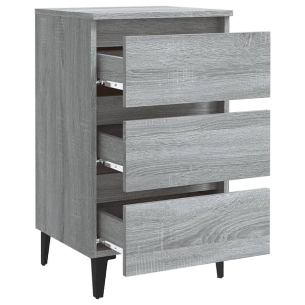 Sengebord med metalben 40x35x69 cm grå sonoma-eg - Sengebord - Sengeborde - Home & Living