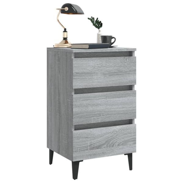 Sengebord med metalben 40x35x69 cm grå sonoma-eg - Sengebord - Sengeborde - Home & Living