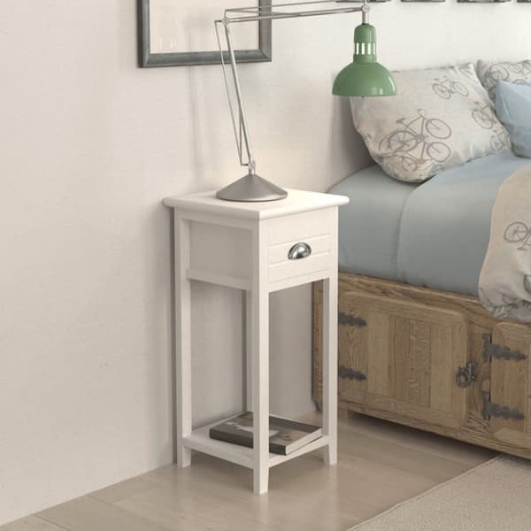 Sängbord med 1 låda vit - Sängbord - Nattduksbord - Home & Living