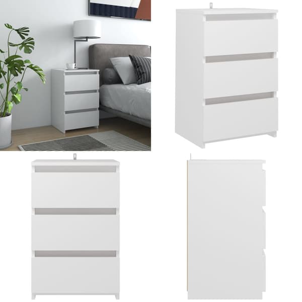 Sängbord vit 40x35x62,5 cm spånskiva - Sängskåp - Sängbord - Home & Living