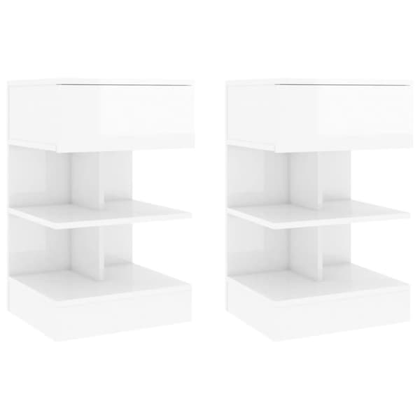 Sängbord 2 st vit högglans 40x35x65 cm - Sängskåp - Sängbord - Home & Living