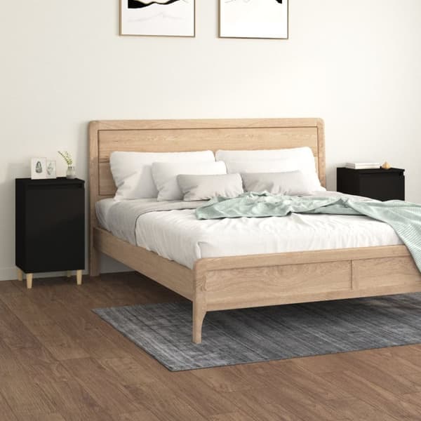 Sengeborde 2 stk. 40x35x70 cm konstrueret træ sort - Sengebord - Sengeborde - Home & Living