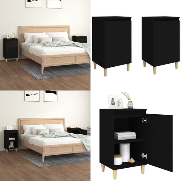 Sengeborde 2 stk. 40x35x70 cm konstrueret træ sort - Sengebord - Sengeborde - Home & Living