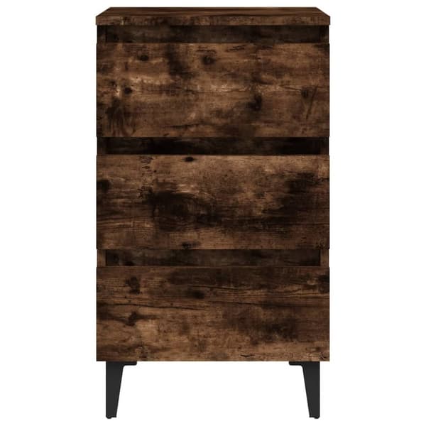 Sengebord med metalben 40x35x69 cm røget egetræsfarve - Sengebord - Sengeborde - Home & Living