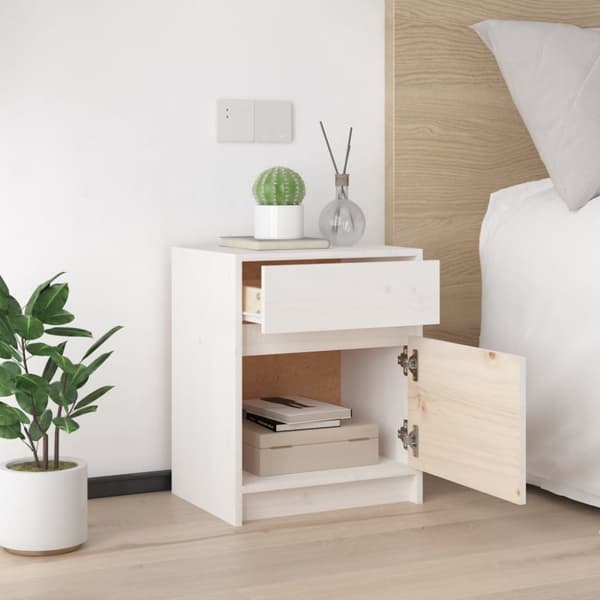 Sängbord vit 40x31x50 cm massiv furu - Sängbord - Sängskåp - Home & Living