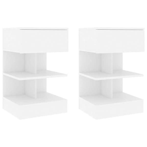 Sängbord 2 st vit 40x35x65 cm konstruerat trä - Sängskåp - Sängbord - Home & Living