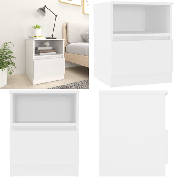 Sengebord 40x40x50 cm konstrueret træ hvid - Sengebord - Sengeborde - Home & Living