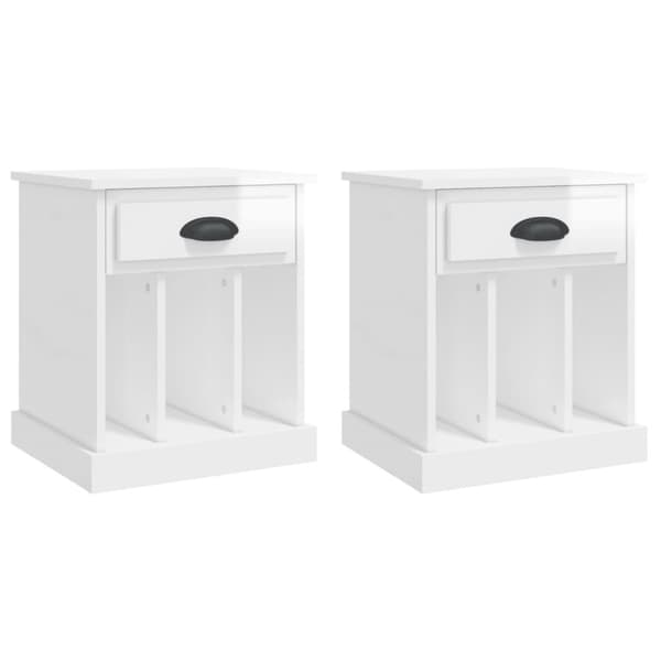 Sengeborde 2 stk. 43x36x50 cm hvid højglans - Sengebord - Sengeborde - Home & Living