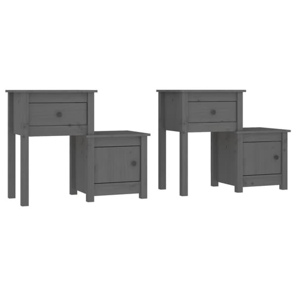 Sengeborde 2 stk. 79,5x38x66,5 cm massivt fyrretræ grå - Sengebord - Sengeborde - Home & Living