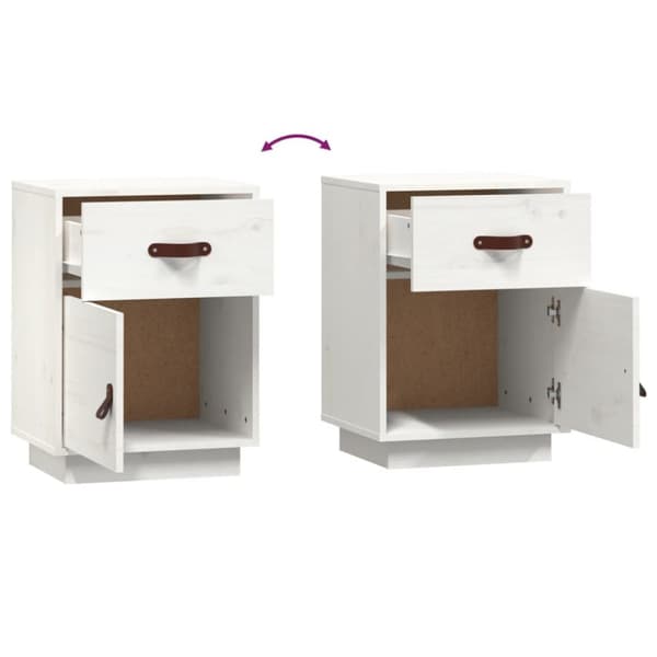 Sengebord 40x34x55 cm massivt fyrretræ hvid - Sengebord - Sengeborde - Home & Living
