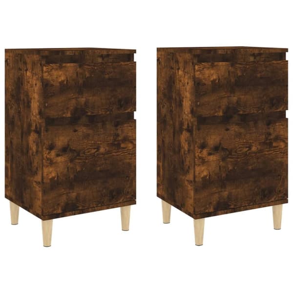 Sängbord 2 st rökfärgad ek 40x35x70 cm - Sängbord - Nattduksbord - Home & Living