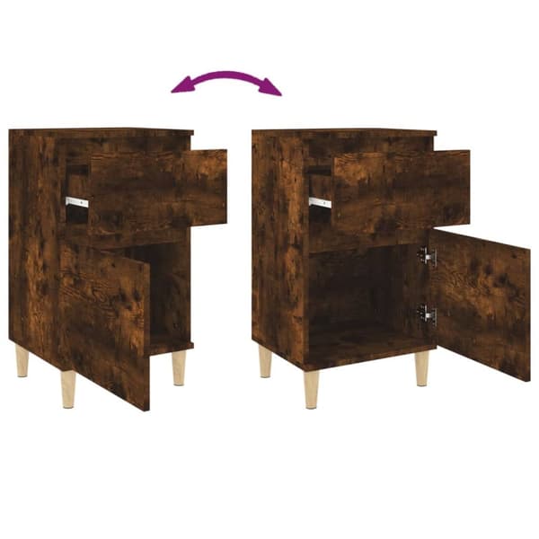 Sängbord 2 st rökfärgad ek 40x35x70 cm - Sängbord - Nattduksbord - Home & Living