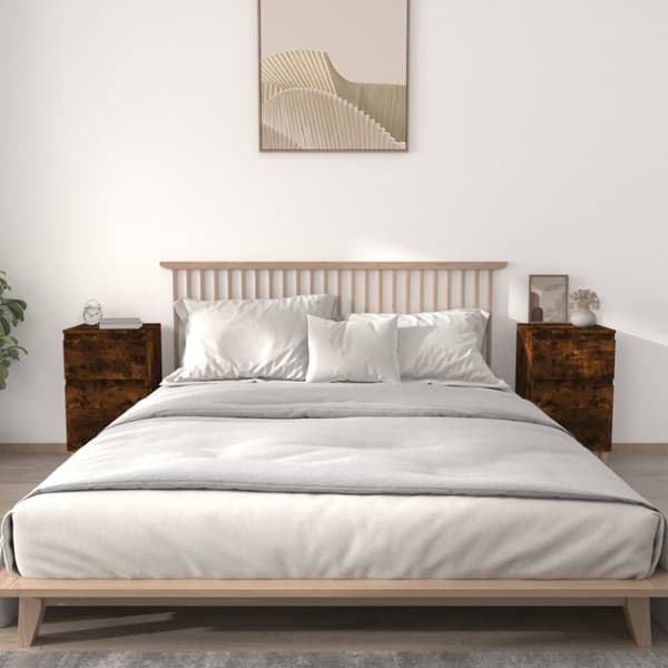 Sängbord 2 st rökfärgad ek 40x35x70 cm - Sängbord - Nattduksbord - Home & Living