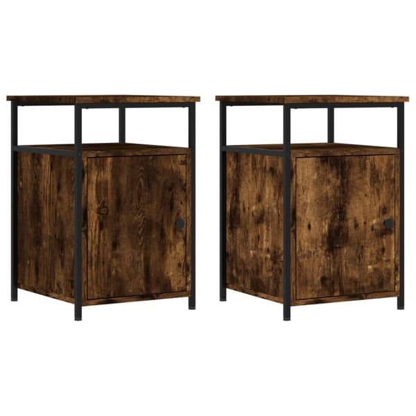Sengeborde 2 stk. 40x42x60 cm konstrueret træ røget egetræ - Sengebord - Sengeborde - Home & Living