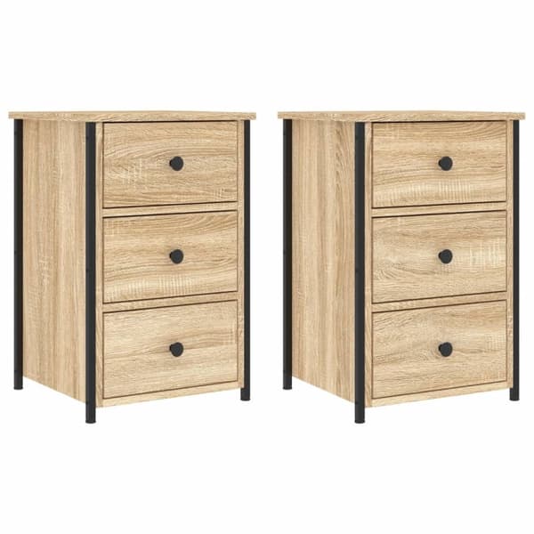 Sengeborde 2 stk. 40x36x60 cm konstrueret træ sonoma-eg - Sengebord - Sengeborde - Home & Living