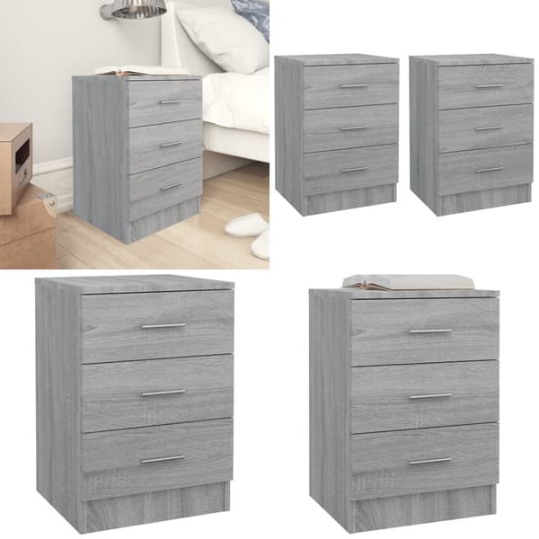 Sengeborde 2 stk. 38x35x56 cm konstrueret træ grå sonoma-eg - Sengebord - Sengeborde - Home & Living