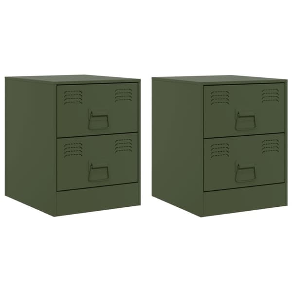 vidaXL sengeborde 2 stk. 34,5x39x44 cm stål grøn
