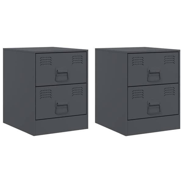 vidaXL Sängskåp 2 st antracit 34,5x39x44 cm stål