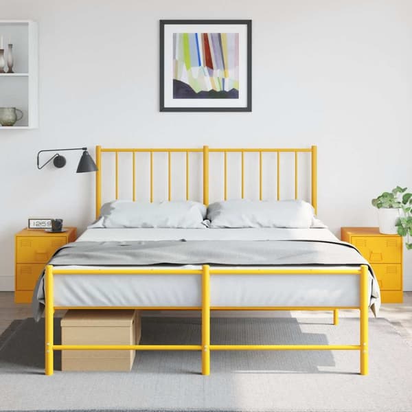 vidaXL Sängskåp 2 st gul 34,5x39x44 cm stål