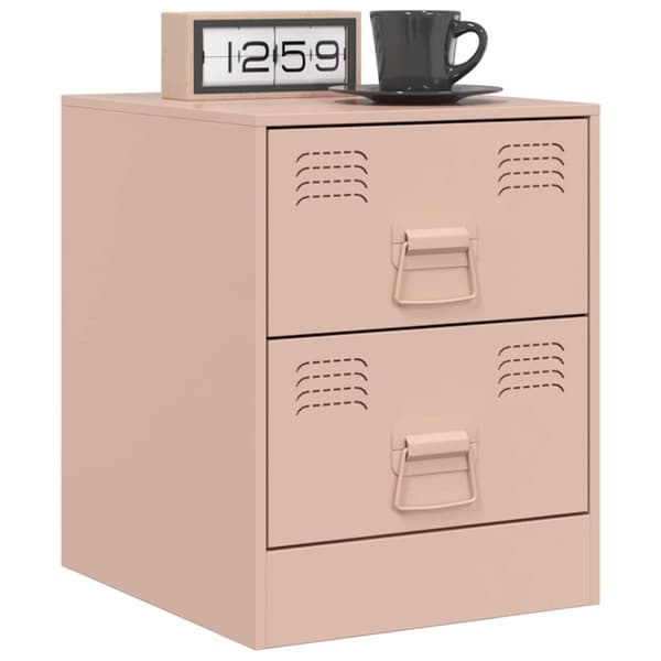 vidaXL Nattbord 2 stk rosa 34,5x39x44 cm stål