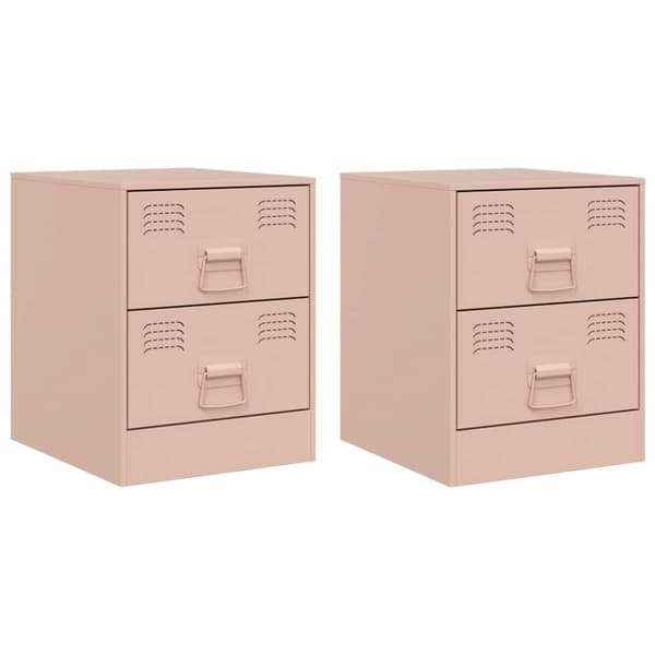 vidaXL Nattbord 2 stk rosa 34,5x39x44 cm stål