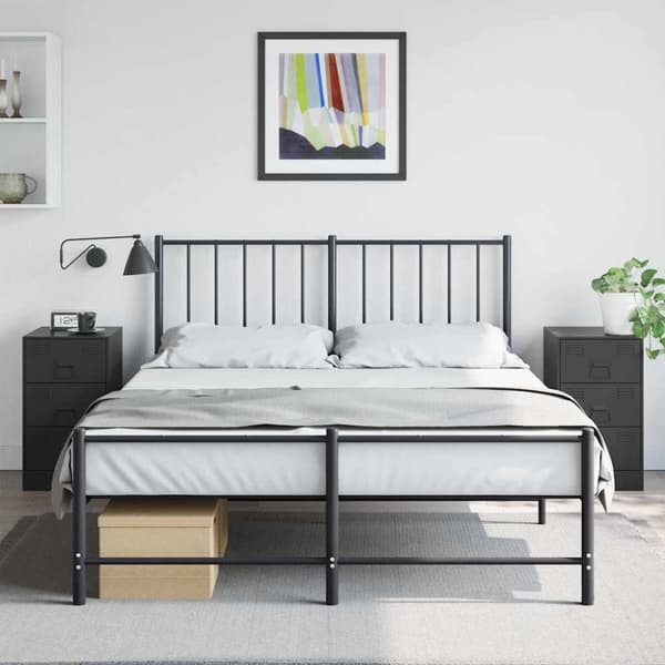 vidaXL sengeborde 2 stk. 34,5x39x62 cm stål sort