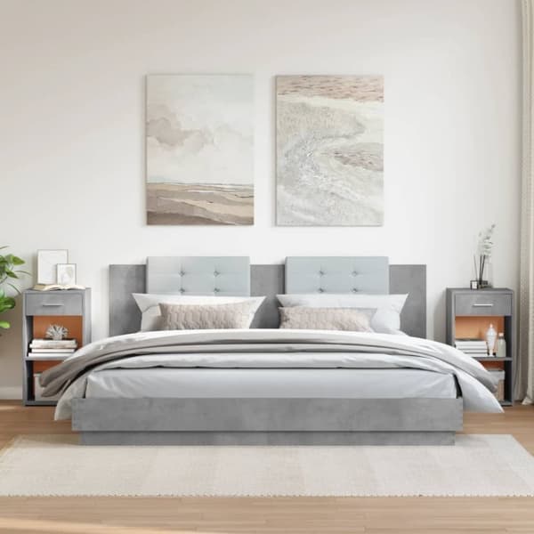 vidaXL Nattbord 2 stk betonggrå 35x34x65 cm konstruert tre