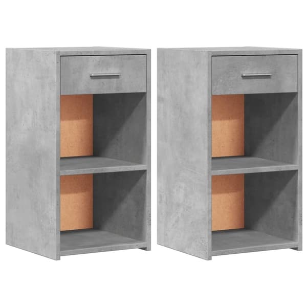 vidaXL sengeborde 2 stk. 35x34x65 cm konstrueret træ betongrå