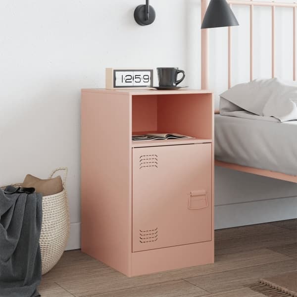 vidaXL Yöpöytä pinkki 34,5x39x62 cm teräs