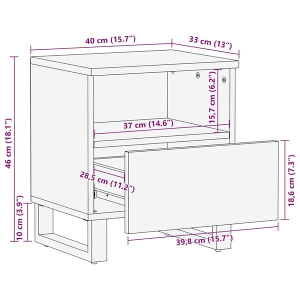 vidaXL Nattbord 2 stk 40x34x46 cm heltre akasie
