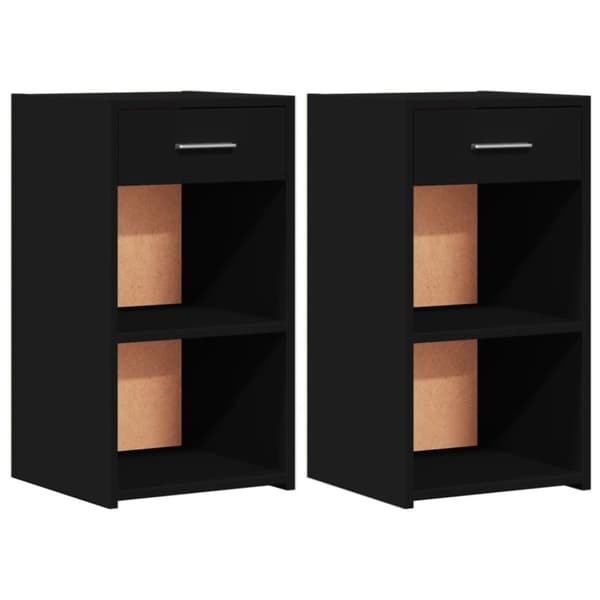 vidaXL sengeborde 2 stk. 35x34x65 cm konstrueret træ sort