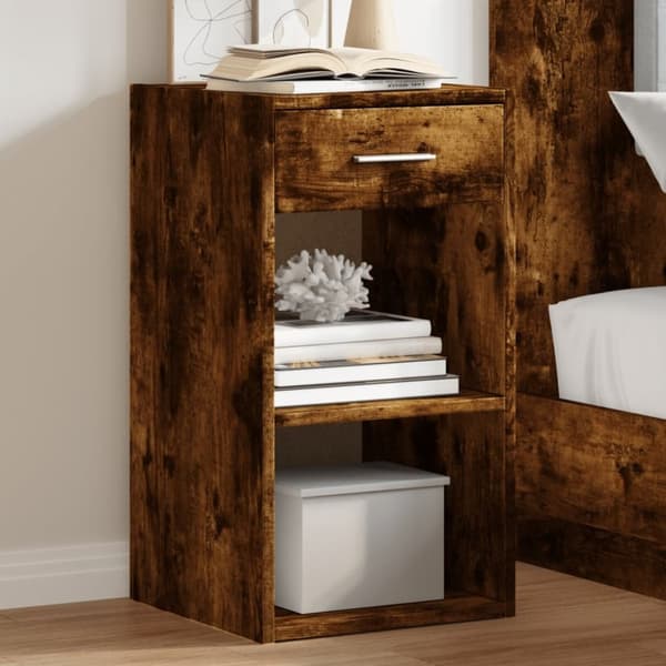 vidaXL Nattbord 2 stk røkt eik 35x34x65 cm konstruert tre