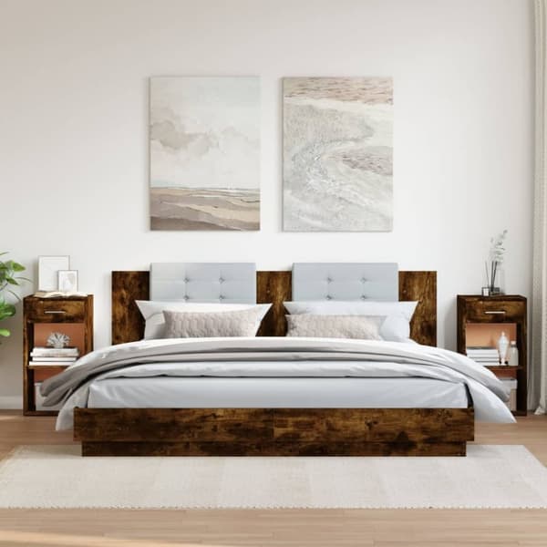 vidaXL Nattbord 2 stk røkt eik 35x34x65 cm konstruert tre