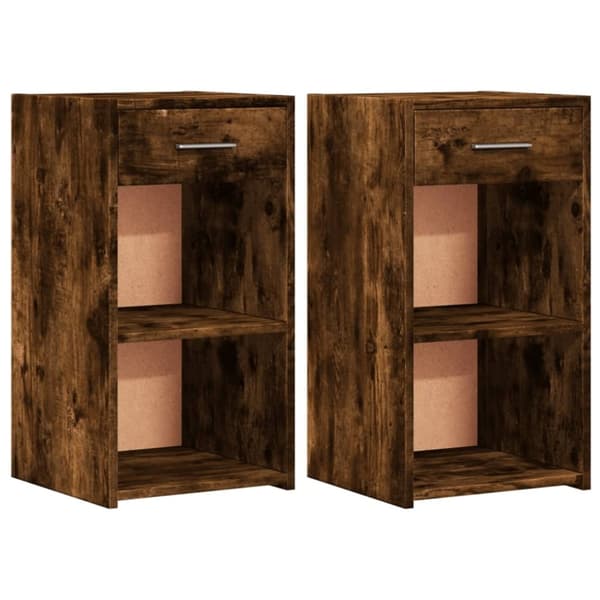 vidaXL Nattbord 2 stk røkt eik 35x34x65 cm konstruert tre
