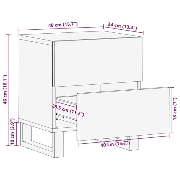 vidaXL Nattbord 40x34x46 cm heltre akasie