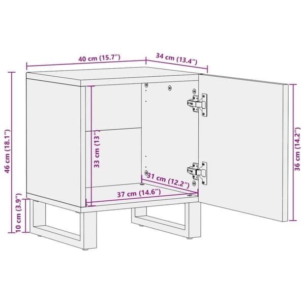vidaXL sengeborde 2 stk. 40x33x46 cm massivt mangotræ