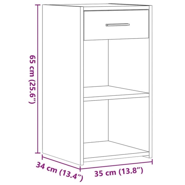 vidaXL sengebord 35x34x65 cm konstrueret træ røget egetræsfarve