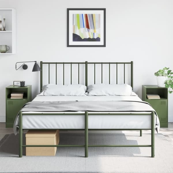 vidaXL sengeborde 2 stk. 34,5x39x62 cm stål olivengrøn