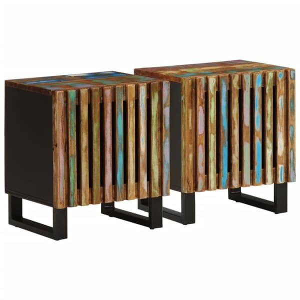 vidaXL sengeborde 2 stk. 40x33x46 cm massivt genbrugstræ