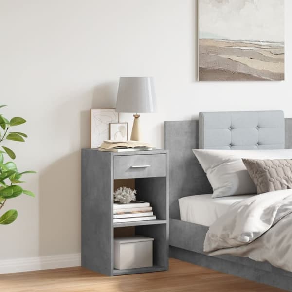 vidaXL sengebord 35x34x65 cm konstrueret træ betongrå