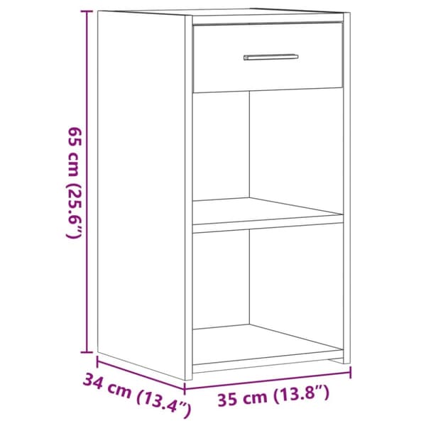 vidaXL Nattbord 2 stk brun eik 35x34x65 cm konstruert tre