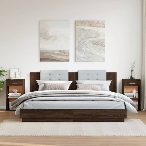 vidaXL Nattbord 2 stk brun eik 35x34x65 cm konstruert tre