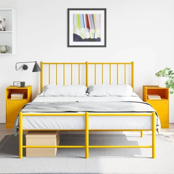 vidaXL sengeborde 2 stk. 34,5x39x62 cm stål sennepsgul