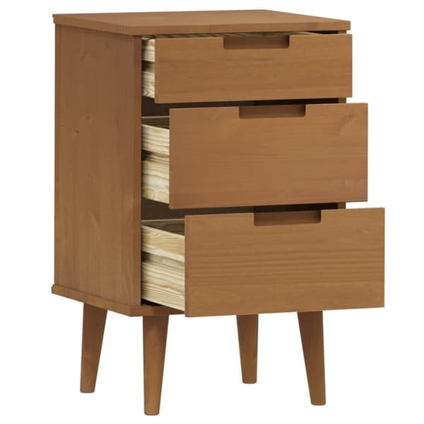 vidaXL Nattbord MOLDE brun 40x35x65 cm heltre furu