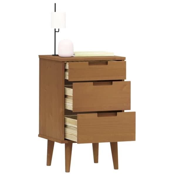 vidaXL Nattbord MOLDE brun 40x35x65 cm heltre furu
