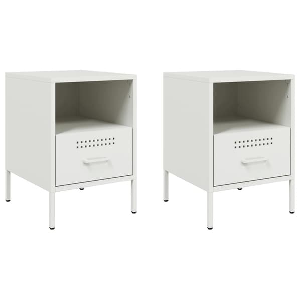 vidaXL sengeborde 2 stk. 36x39x50,5 cm stål hvid